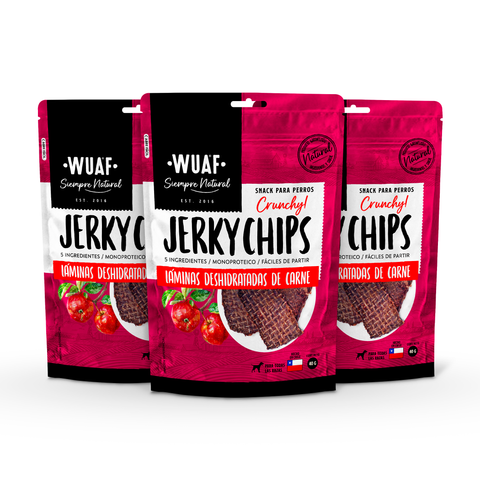 Pack 3un. Wuaf Jerky Chips Carne 40gr