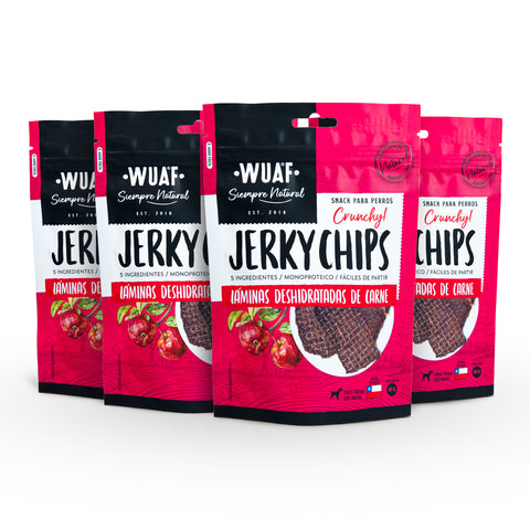 Pack 4un. Snack Jerky Chips Wuaf Carne 40g