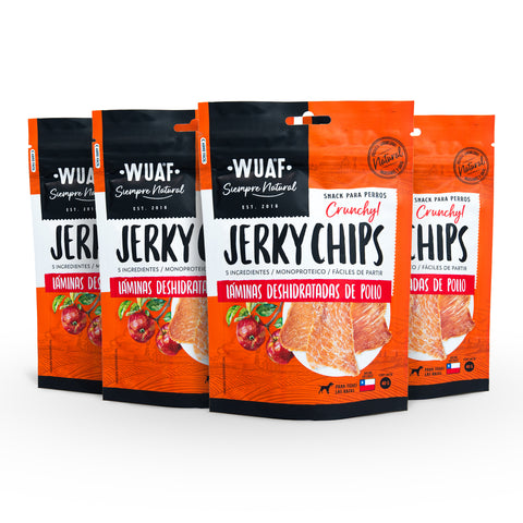 Pack 4un. Snack Jerky Chips Wuaf Pollo 40g