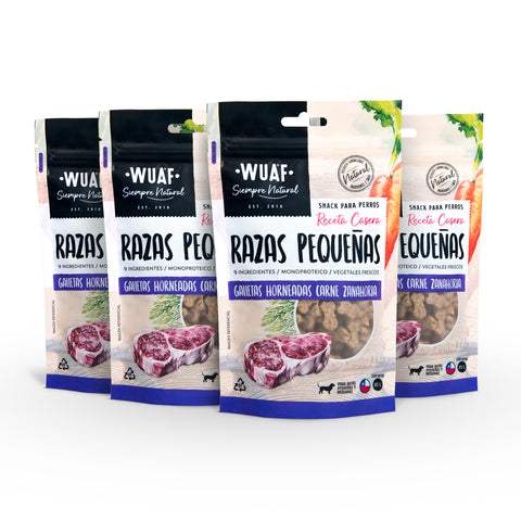 Pack 4un. Snack Razas Pequeñas Wuaf Carne 85g
