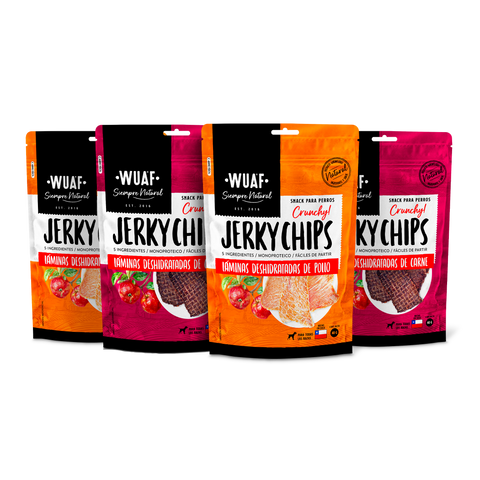 Pack 4un. Wuaf Jerky Chips Carne y Pollo 40 gr
